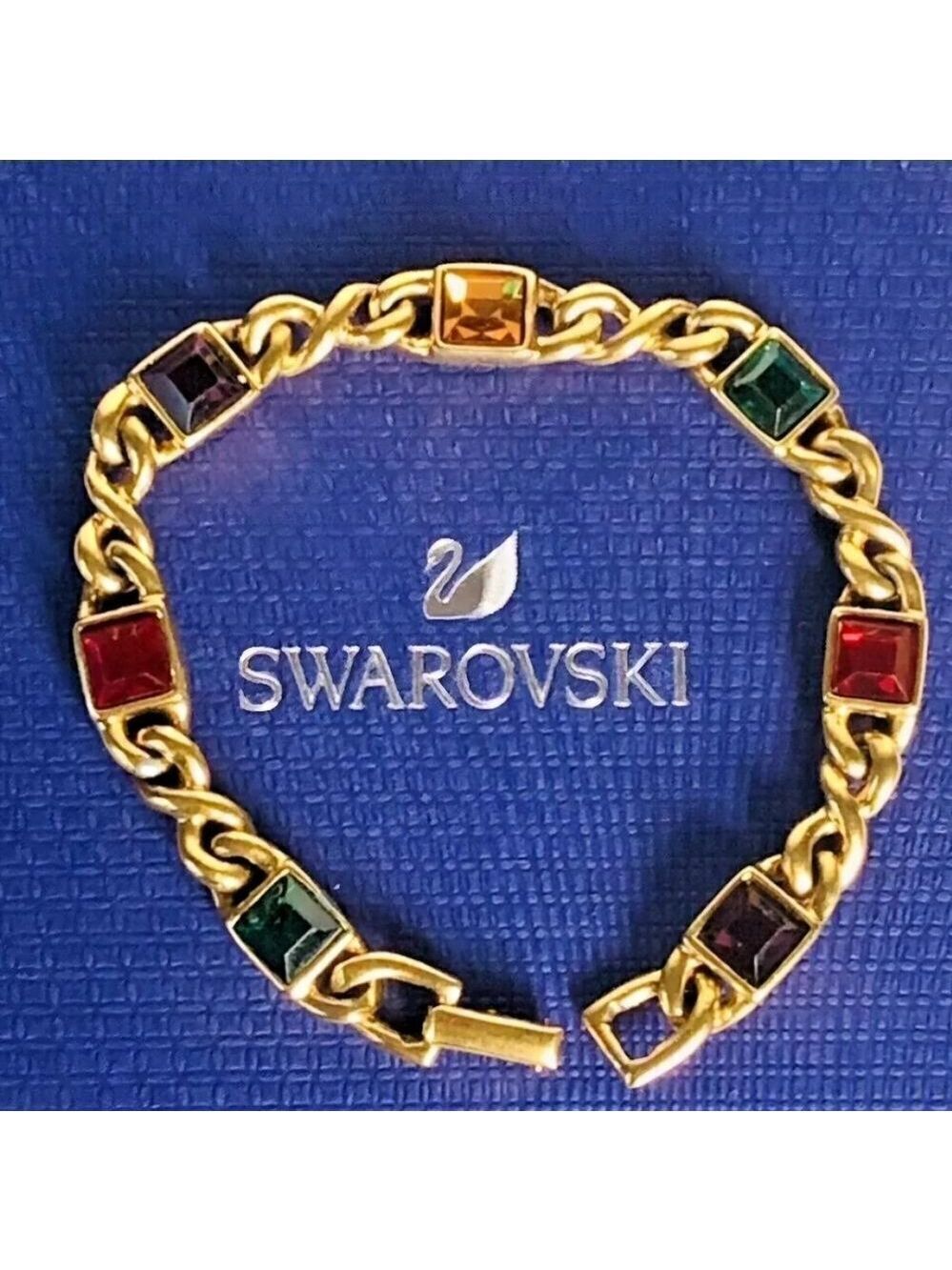 Vintage Gold Authentic Swan Swarovski Multi Crystals Bracelet